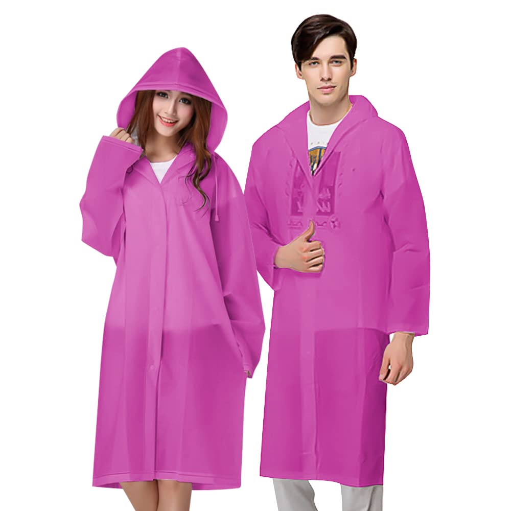 Vicloon Poncho Impermeabile, 2 Pcs Impermeabile per Adulti da Portatile Eva Trasparenti Riutilizzabili, Cappotto di Pioggia Poncho per Uomo e Donna per Pesca, Parchi Acquatici e Altro Ancora