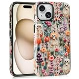 Mainrenka Halloween Cases for iPhone 15, Cute Kawaii Skeleton Floral Phone Cover Protective Shockproof Phone Case Skull