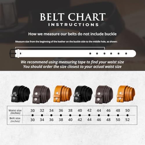Leather Belt for men, Genuine Leather Belt without buckle, Men Belts Replacement belt Snap on Strap-1.5 inch Wide4