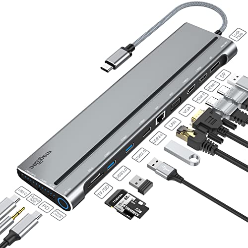Dock station per doppio monitor per MacBook: risoluzione di uscita HDMI 4K fino a 3840 * 2160 a 30 Hz Max, DisplayPort supporta una risoluzione massima di 3840 * 2160 a 30 Hz, VAG 1920 * 1080 a 60 Hz. Nota: per laptop Mac OS, supporta tre monitor esterni solo in modalità di visualizzazione speculare, schermo del laptop e monitor come modalità A-B-B-B o A-A-A-A (NOTA: solo MacBook M1 può supportare UN monitor esterno a causa della limitazione del chip M1)