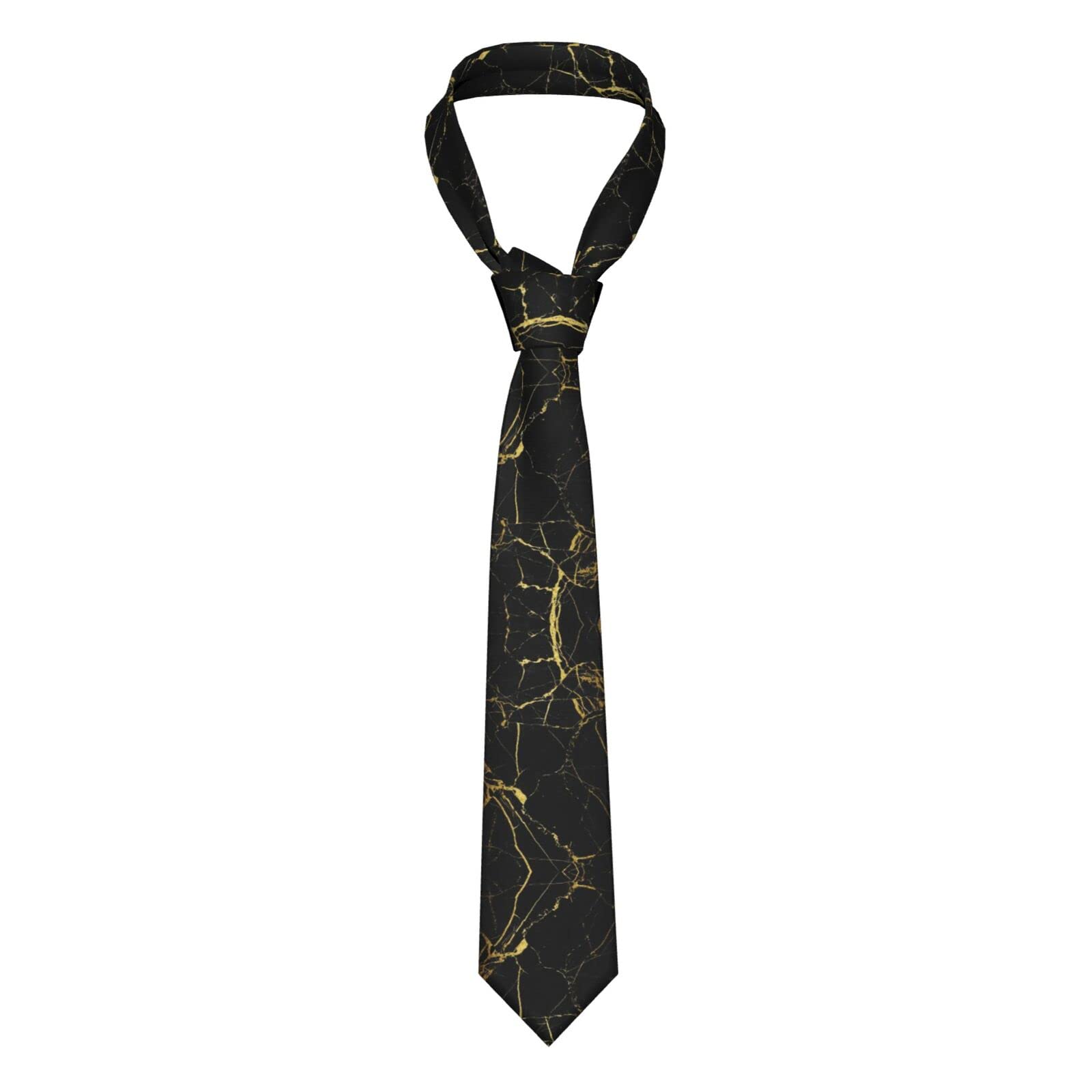 Faduni Unisex Black Gold Marble Men Ties Silk Neck Tie For Men Wedding Business Formal Neckties