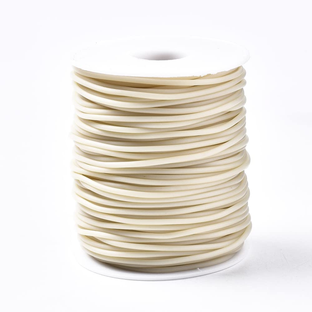Craftdady 15m Hollow Pipe Tubing PVC Rubber Cord Rubber Tube Cord Wrapped Around For Memory Wire Necklace Bracelet Knitting, Tan