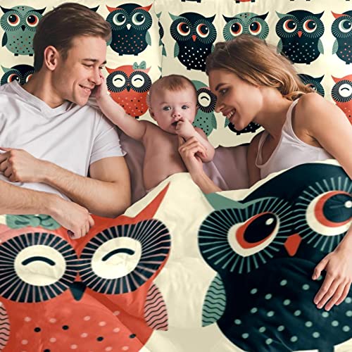 Duvet Covers Set Twin Funny Owls Seamless Pattern - Soft And Breathable Microfiber Comforter Bedding Set With Zipper Closure For Kids Women Men, 1 Duvet Cover 2 Pillowcase #TOP5