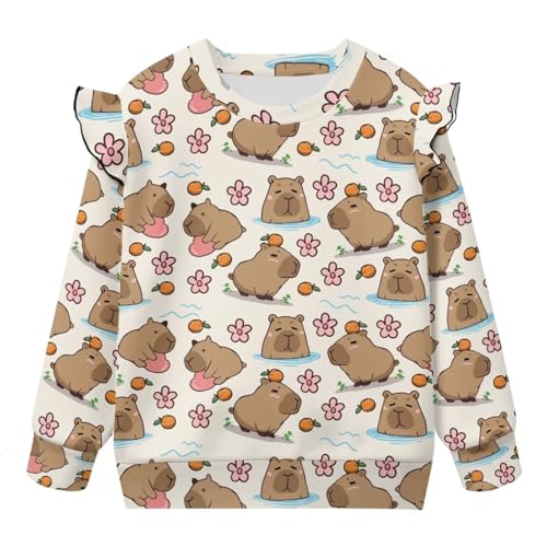 GePrint Toddler Girl Sweatshirt Warmth Comfortable Polyester Spandex Fabric Outing Wear for Girls 1-8 Aesthetic