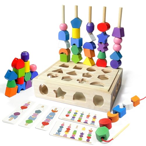 Jeux Montessori 2 3 4 Ans, Jouet Enfant 2 en 1 Pédagogique Empilable Jouet y Assortis aux Formes...