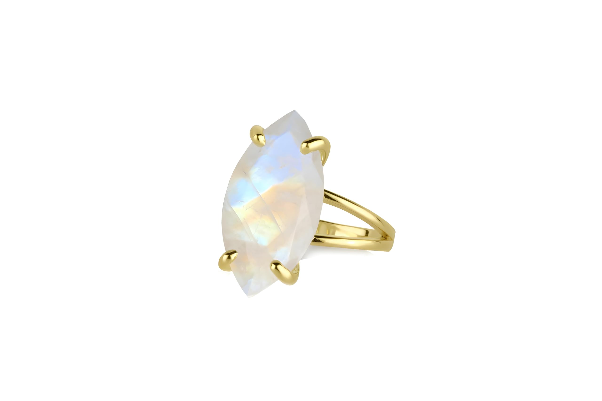 Anillos de Mujer con Encanto de Anemone Jewelry - Anillos de Piedra de Luna Marquesa en Oro de 14k - Anillos de Oro de 14k Hechos a Mano para Mujer - Caja de Regalo - Grabado Disponible