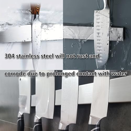 Magnetic Knife Strips, 16 Inch Stainless Steel Magnetic Knife Holder, Magnetic Knife Storage Strip, Knife Holder, Knife Rack, Knife Strip, Kitchen Utensil Holder, Tool Holder(Stainless Steel) - Image 4