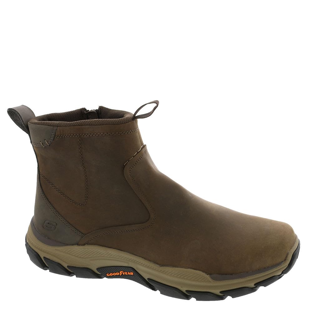 Skechers Para Hombre. 205176 Botines De Piel Relaxed Fit Respected Evanston MarróN (42), Plano, Cremallera, Casual-image