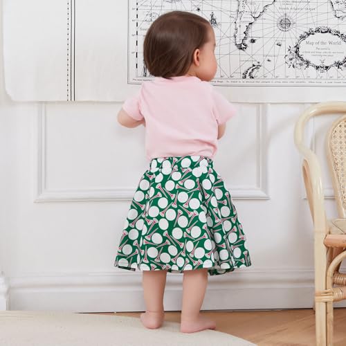 Toddler Girl Golf Outfit Short Sleeve Hole in One Polo Shirt and Golf Print Mini Skirt Set 6 12 18 24M 2 3 4T4