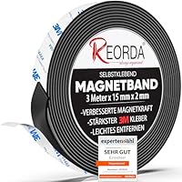 REORDA® Magnetband selbstklebend stark - Magnetstreifen selbstklebend mit starkem 3M Kleber - Magnetklebeband mit optimierter Magnetkraft - Magnet Klebeband