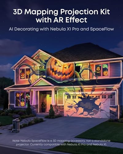 Image of Nebula X1 + SpaceFlow 4K AI Mapping Bundle: Triple Laser Projector with 3D Mapping Kit, 3500 ANSI Lumens, 56000:1 Contrast, Dolby Vision, 40W Sound, 100+ Ready-to-Use Templates