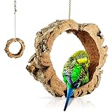 Kork-Schaukel für Vögel und Nager, Rund, aus Naturkork zum Schaukeln, Spielen, Anknabbern und Knuspern, Reine Kork-Rinde | desinfiziert | Karabinerhaken aus Edelstahl | Vogel Zubehör und Spielzeug
