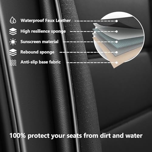 Image of Full Set Car Seat Covers for Ford F-150 F-250 F-350 XL XLT STX Lariat King Ranch Platinum Raptor Seat Covers 2007-2026, Waterproof Seat Protectors(Luxury 5 Seats /Black)