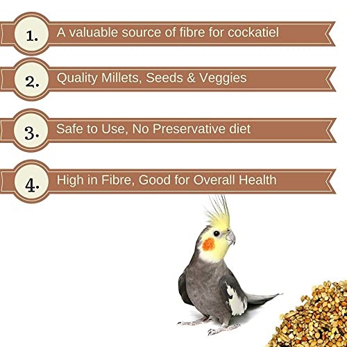 Image of Vitapol Economic Food for Cockatiels 800 Gram Nutritious High-Fiber Bird Diet with Millet Safflower Flax Seed Carrot Raisins Supports Digestion & Feather Health