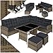 Produktbild tectake Polyrattan Lounge Set, Gartenmöbel Set mit Sofa, Hocker + Tisch, Balkon Möbel Outdoor, 5-teilige Sitzgruppe, inkl. Sitz- & Rückenkissen, ideal für Garten, Terrasse, Balkon - Natur