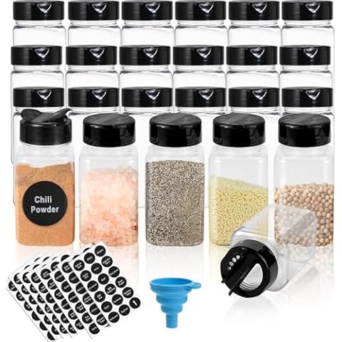 LOSYHU 24PCS Plastic Spice Jars Set Cover