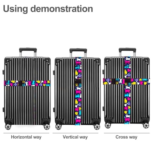 Image of Luggage Straps for Suitcases TSA Approved Easy Pack Organized Suitcase Strap, Luggage Strap, Luggage Belt Strap, Bag Straps for Luggage. Buckle Straps Travel Accessories (Cat)