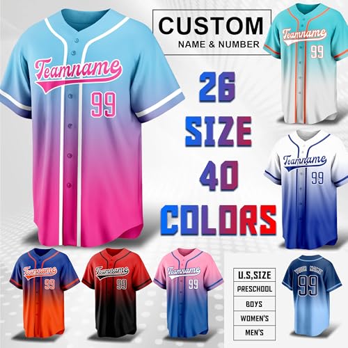 Camiseta personalizada de béisbol con nombre y número bordados para hombres, mujeres y niños miniatura 5