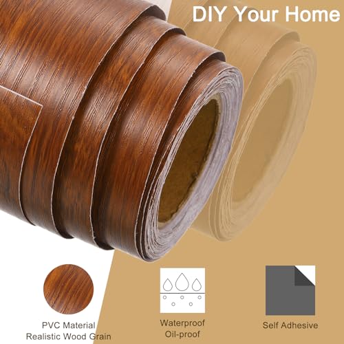 Image of uxcell Wood Grain Tape, 2 inch x33 Ft Self Adhesive Wood Grain Repair Patch for Baseboards, Doors, Floor Repair, Furniture Home Decor Red Cedar