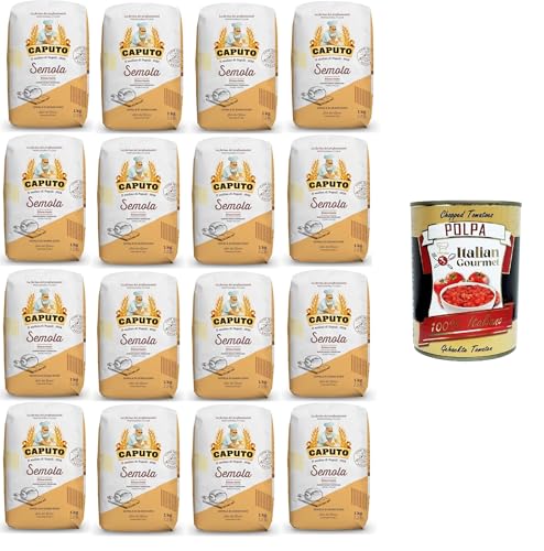 Caputo Semola Rimacinata - 16 sémolas de trigo duro molidas, ideal para pizza napolitana, 1 kg +Italian Gourmet Polpa 400gr