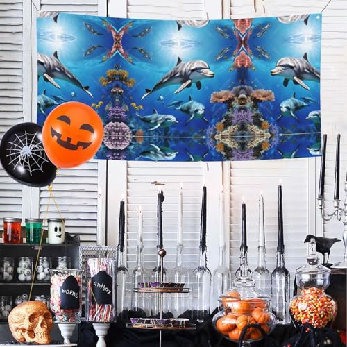 MINDBBDFJ Killer Whale Print Print Banners And Signs For Outdoor/Indoor,Personalized Banner Customizable Parties Halloween Banner (180x90cm)2