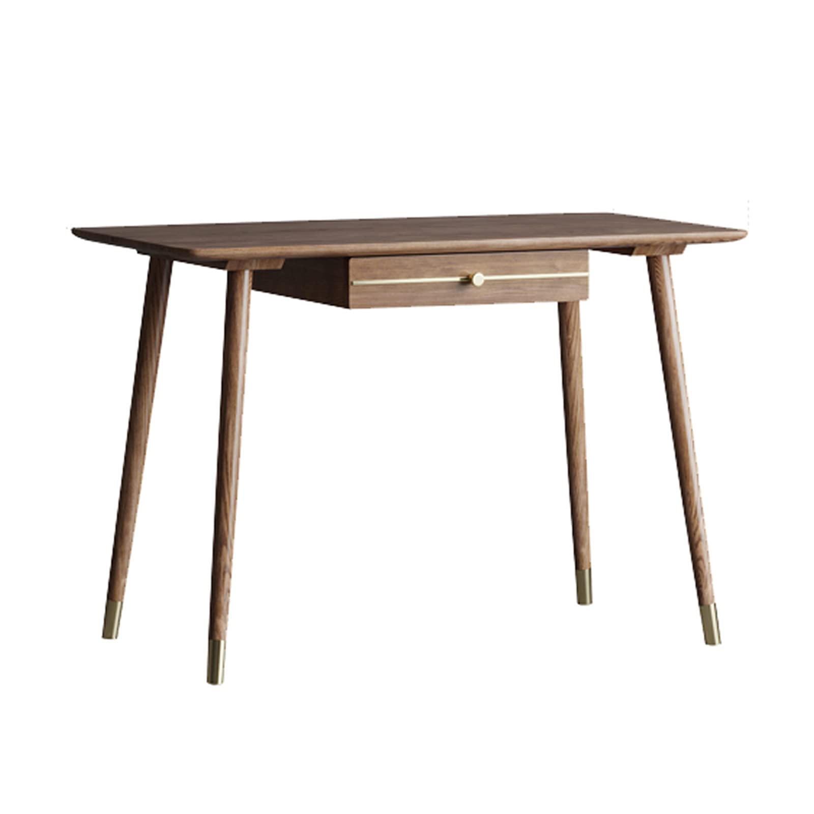 JOMRTS Computer Desk Elegant Wooden Desk Home Desktop PC Desk with Drawer Modern Simple Style Ash Wood Studying Writing Desk Workstation, Brass Feet Home Office Desk