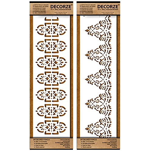 Image of Border Stencils for DIY Home Decor | Floral, Pattern & Wall Border Stencils for Painting Furniture & Art Projects DB-53-54