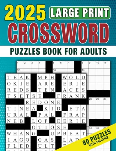 Crossword Puzzles Book For Adults: Large print puzzles with solutions to increase mental agility, re