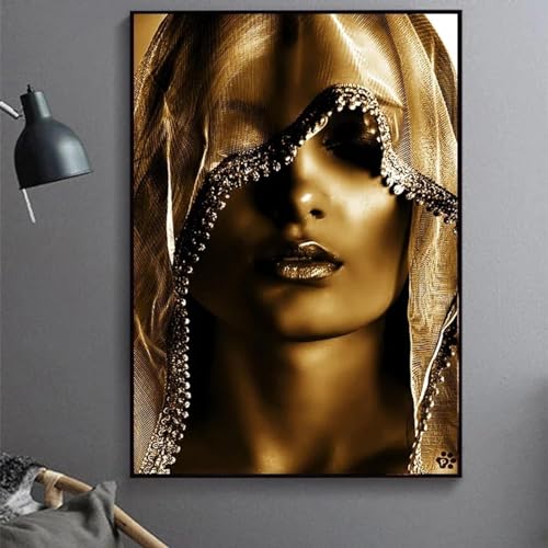 Peinture sur toile voile doré noble tableau d'art féminin de qualité supérieure