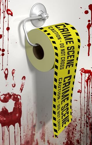 FIESTAS GUIRCA | Rollo WC Crime Scene Papel Higiénico (30m) - Decoración de Miedo para Fiestas de Halloween y Eventos Terroríficos - Ideal para Atrezzo y Escenarios de Horror - Amarillo Negro