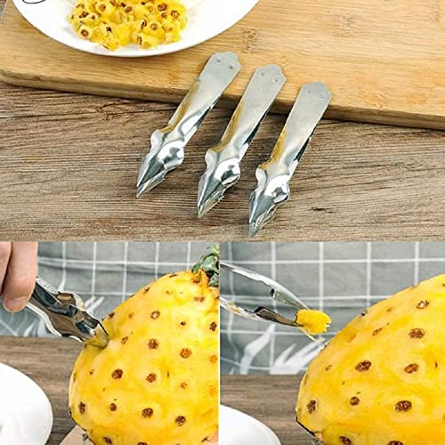 Image of Pineapple Corer Stainless Steel Pineapple Eye Remover Tool - Eye Peeler, Practical Seed Remover Clip Slicer Clip Fruit Kitchen Tool (18 /8 Stainless Steel, 2) (2PCS Eye Remover)