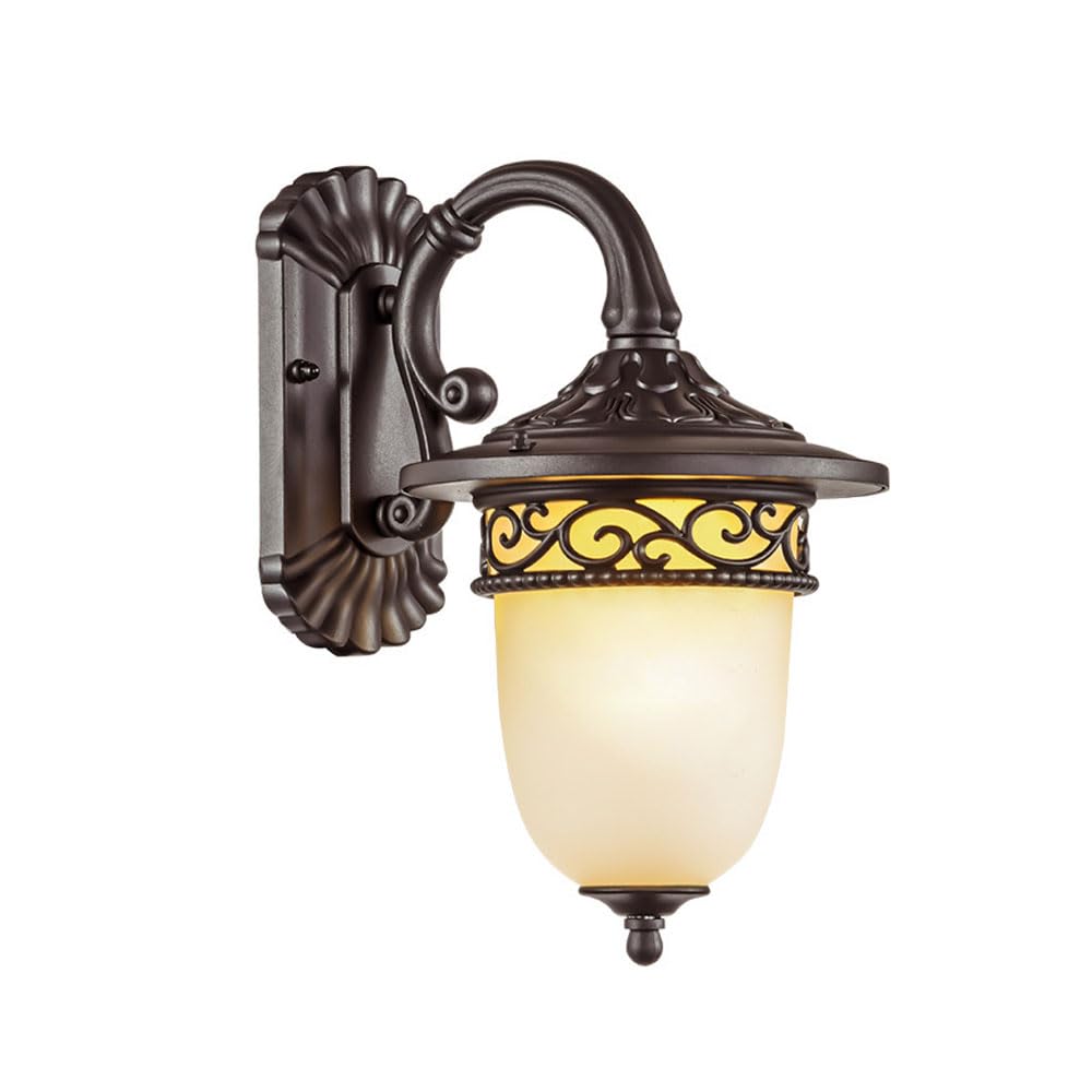 OZBMA Dark Brown Retro European Outdoor Wall Sconce Corridor Villa Gate Ip65 Waterproof Light Courtyard Staircase Balcony E27 Lighting Fixture36Cm