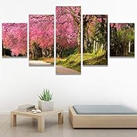 SIGNWIN 5 Panel Canvas Wall Art Modern Art Multicolor Nature Photography Relax/Calm Romantics Waterfall for Home Decorations Ready to Hang - 60