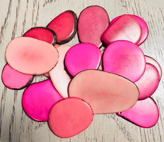 Seed Bead | Tagua Slices Mix of Pink Colors 20 Slices Eco-Friendly Jewelry Supplies Size 3.5x3 cm. Approx. DIY Handmade Undrilled