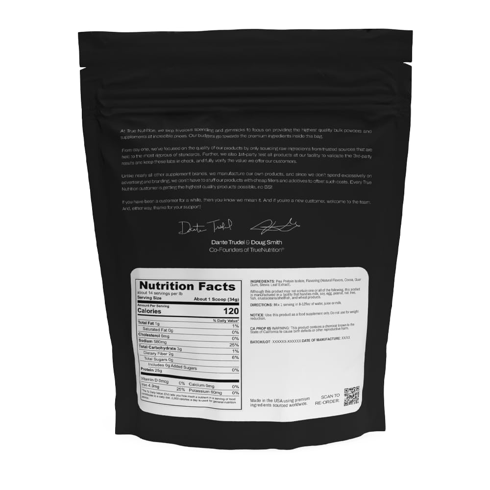True Nutrition Pea Protein Isolate, Chocolate Fudge Brownie, 2 lb — Amazon image 2