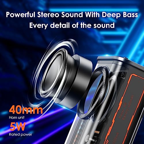 Image of Portable Bluetooth Speaker with Lights, Transparent Wireless Mini Bluetooth Speaker with TWS, Perfect Small Speaker HD Sound and Bass for Office, Home, Shower, Room, Bike, Car (Black)