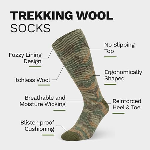 Image of Alvada Mens Merino Wool Crew Socks Thermal and Warm Socks for Winter Work Hiking Running 3 Pairs
