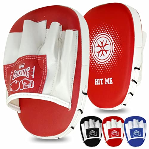 LUMAZU Almohadillas de boxeo para niños para niños, almohadillas rectas para perforación, boxeo, equipo de kickboxing, gancho y jab karate Muay Thai Taekwondo, guantes de entrenamiento (rojo) Cover