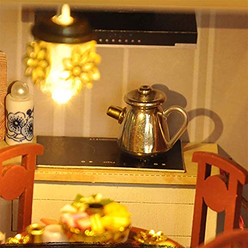 SEESEE.U DIY Miniatur Puppenhaus Holzmöbel Kit handmontierte Puppenhaus Haus mit LED-Leuchten Haus Romantisches… – Bild 8