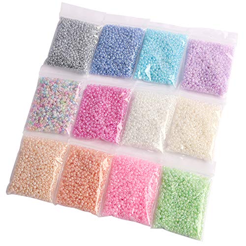 Approx 7200pcs 2mm Glass Seed Bugle Tube Beads Loose Bead Jewelry Findings (12colors/Pack 600pcs/bag) (Mixed Colors 2)