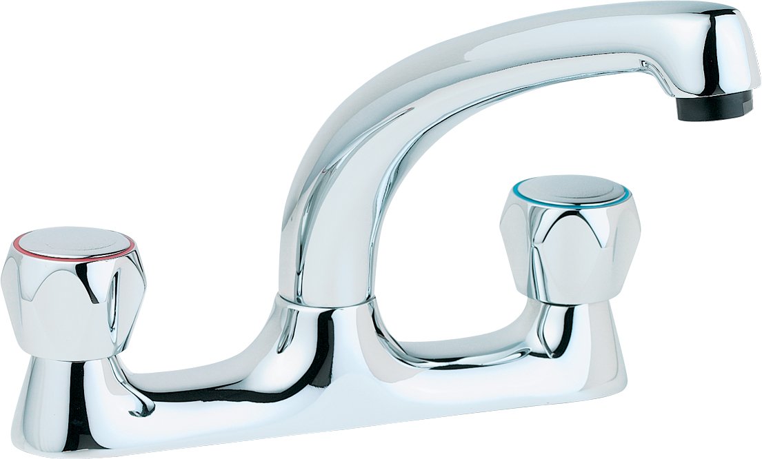 Deva Gold Profile Dual Flow Kitchen Tap With Swivel Spout (Chrome).