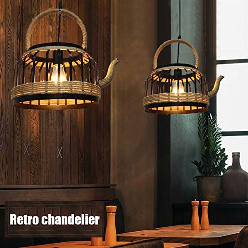 Lustre en corde de chanvre pour éclairage de café rétro