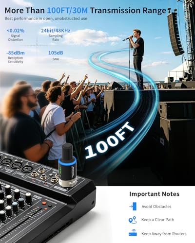Image of JOYO 5.8Ghz Wireless Microphone System 4 Channels XLR Transmitter Receiver Plug-on Mic Adapter for Dynamic /Phantom-Powered Condenser Live Sound, Studio, Church, Audio Mixer, PA System (MW-1A)