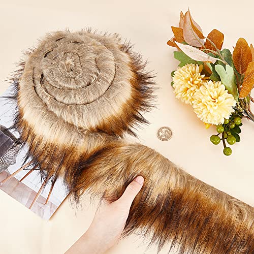 GORGECRAFT 7x180cm Faux Fur Trim Ribbon Brown Classic Hood Trim Fox Fur Fabric Artificial Stripe Precut Fluffy Plush for Women Hood Wrist Cuffs Replacement Warmer Cozy Winter Decoration DIY Craft - Image 3