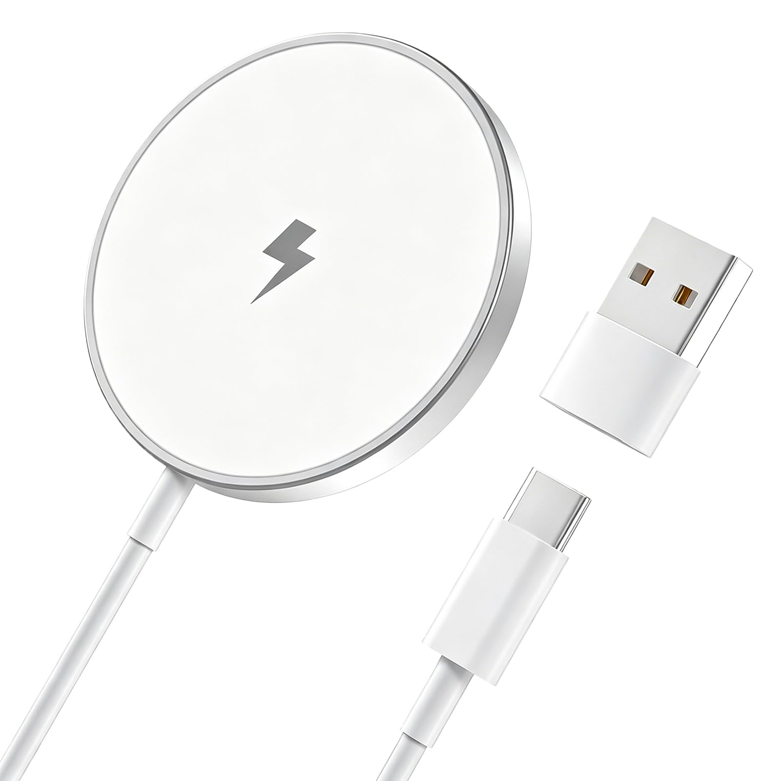 15W Magnetyczna Ładowarka Bezprzewodowa do iPhone 17 Pro Max/17 Pro/Air/17/16/15/14/13/12/AirPods 4 3, Szybkie Ładowanie Mag-Safe Charger do iPhone, Podkładka Ładująca z Podwójnymi Portami USB A&C
