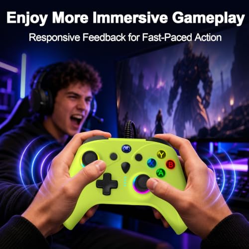 Image of UGAME Wired Controller for Xbox One Series X S PC,RGB Light Control with 1000Hz Polling Rate ALPS Stick,Plug and Play Remote with Back Paddles Turbo,Enjoy Precise Smoother Gameplay