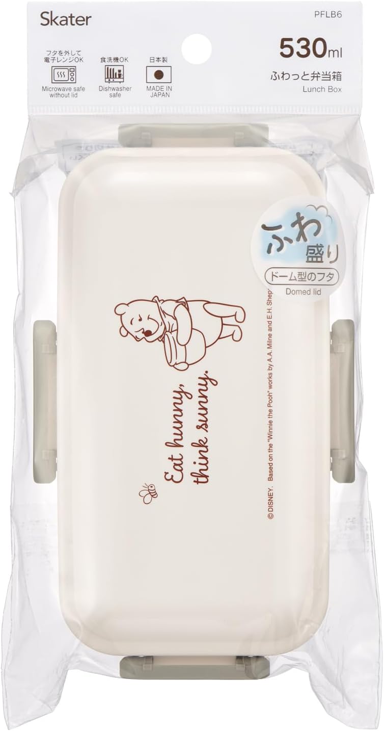 Skater PFLB6-A Bento Box, Soft Serving Lunchbox, 18.9 fl oz (530 ml), Made in Japan, Disney Winnie the Pooh Simple Logo