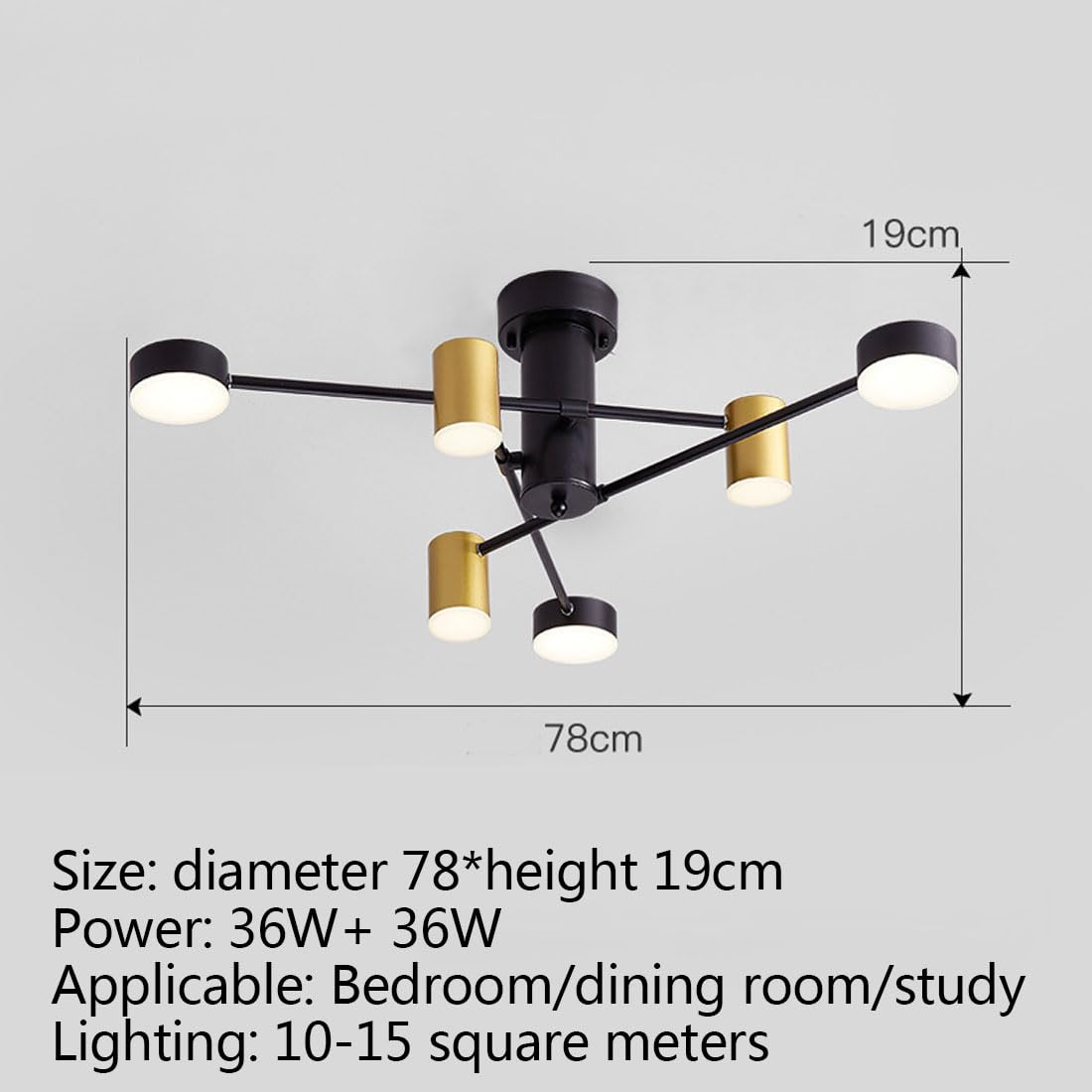 Nordic LED obrotowy żyrandol, nowoczesne światło luksusowe żelazo kreatywny makaronik prosty jadalnia, oświetlenie salonu, złoty, 6 głowic