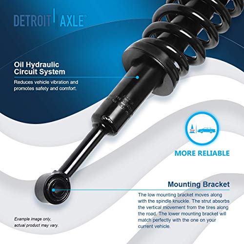 Image of Detroit Axle - 4WD Struts Shocks for 07-21 Toyota Tundra Complete 2 Front Struts with Coil Spring 2 Rear Shock Absorbers 2008 2009 2010 2011 2012 2013 2014 2015 2016 2017 2018 2019 2020 Replacement