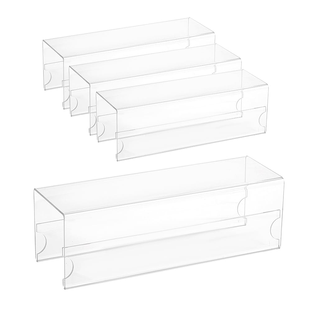 OLYCRAFT 4 Pcs Acrylic Cubicle Name Plate Holder Clear Double-Sided Cubicle Holder Office Business Sign Holder Changeable Nameplate Stand 20x6.3x6.2cm for Home Office Fits 5cm Cubicle Wall